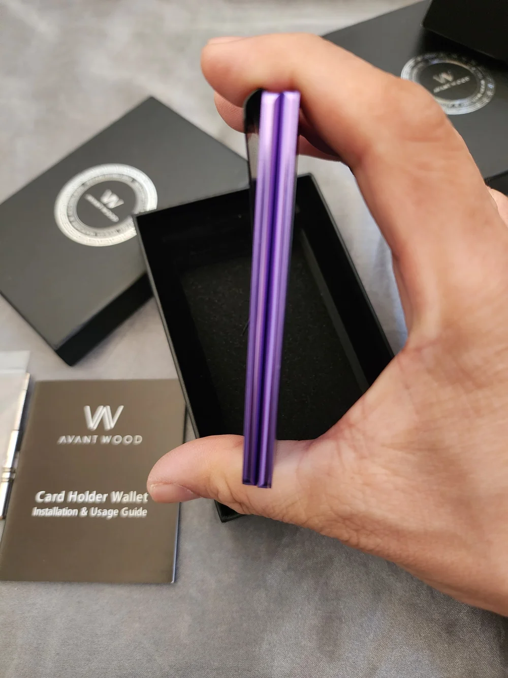 AVANT WOOD- Purple Card Holder Wallet with Money Clip- NIB